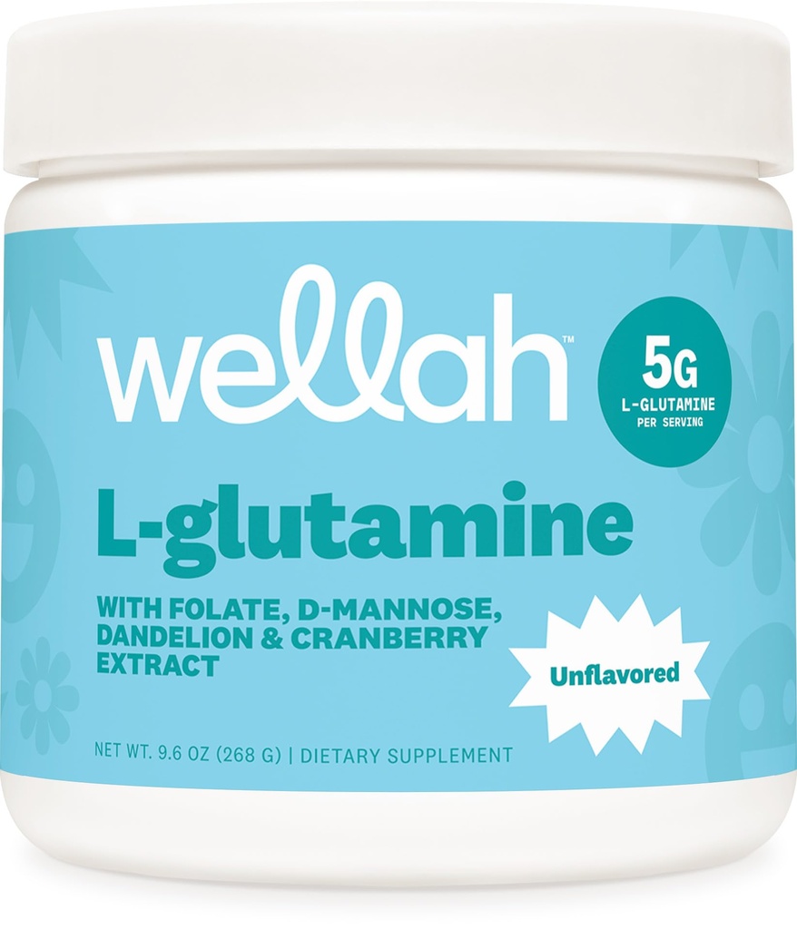 Wellah L- Glutamin Powder Unflavored (50 Servere) - 5g L- Glutamin Per Servering, sødet med Stevia