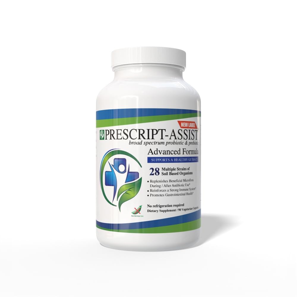 Prescript-Assist Prescipt-Assist Prebiotics & Probiotics for Digestive & Immune Health. 28 Strains Soil-Based Microflora - Vegan, Supports Muscle Recovery & Gut Health, 90 Capsules