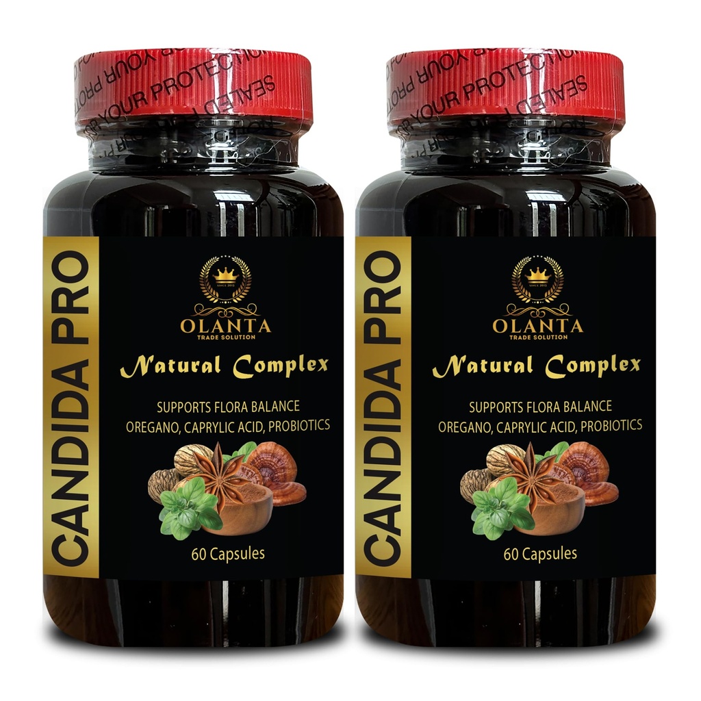 Candida Support Complex - Organic captures, Candida supplement, naturlige urter til intestinal Detox, voksne regelmæssighed og Gut sundhed - 2 flasker 120 kapsler
