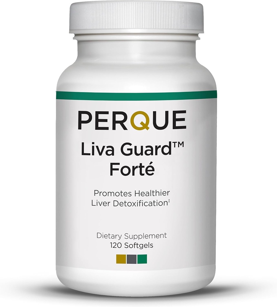 PERQUE Liva Guard Forte 120 Softgels - Herbal & Antioxidant Formel til leverfunktion & Detox - Understøtter metabolisk & cellulær sundhed - Non- GMO, Gluten- Free, Vegetar Formel - 120 Tæl