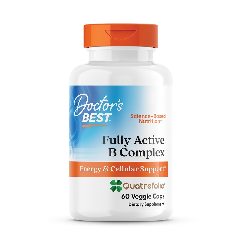 Doctor 's Best Full Active B Complex, Energy & Cellular Support, Non- GMO, Gluten Free, Soy Free, Vegan 60 Veggie Caps
