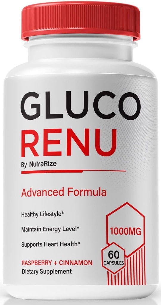 NutraRize Gluco Renu kapsler, Official GlucoRenu piller, Naturlig støtte til sunde niveauer, cirkulation og balance, Premium formel for samlet sundhed, GlucoReNu Glyco Optimizer (60 kapsler)
