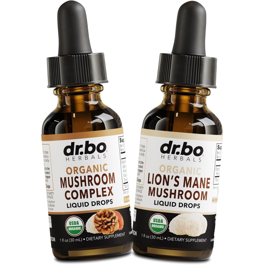 Organic Lions Mane Mushroom Complex Liquid Drops - Organic Lions Mane Mushroom Liquid Tincture Focus, Fog, Brain Health Supplements - Lions Supplement Uddrag