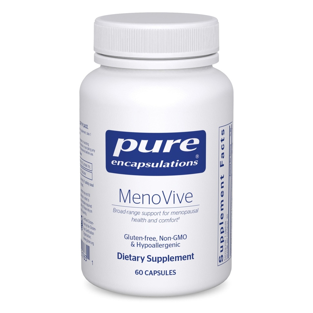 Pure indkapslinger MenoVive • 124; Broad • 124; Range Support til Menopausale Sundhed og Komfort * • 124; 60 Kapsler