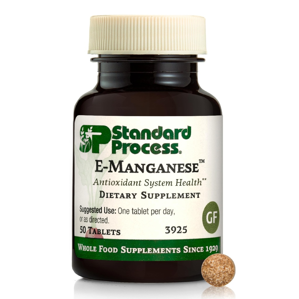 Standard Process E- Mangan - Antioxidant Health Support - Whole Food- Based Supplement with Vitamin E & Mangan - Supplement til AIDS Cellular Health - 50 tabletter