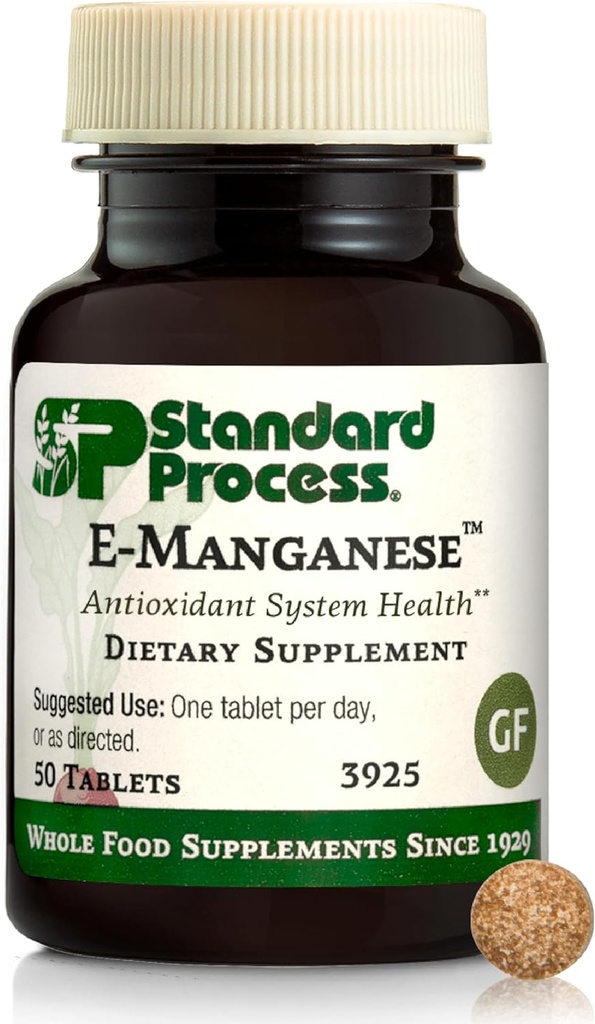 Standard Process E- Mangan - Antioxidant Health Support - Whole Food- Based Supplement with Vitamin E & Mangan - Supplement til AIDS Cellular Health - 50 tabletter