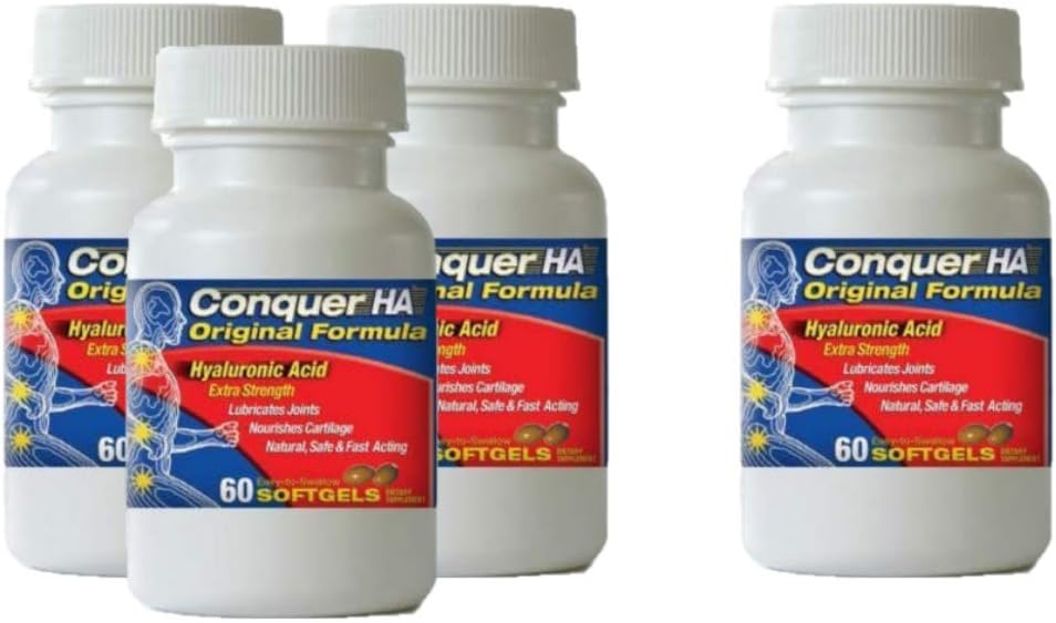 Original form Hyaluronsyre pakning med 4, Forbedre mobilitet, fleksibilitet - 60 softgel Caps
