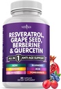 NEW AGE Resveratrol, Berberine, Grape Seed Extract, Quercetin - Polyphenol supplement til kvinder og mænd med Noni Extract, N-Acetyl Cysteine, Acai Extract - 60 kapsler