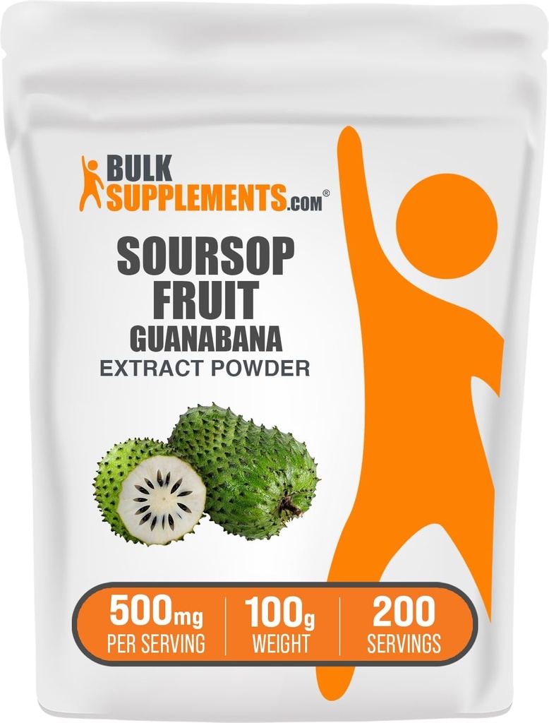 BulkSupplements.com Soursop Fruit Extract Powder - Guanabana Extract, Herbal Supplement - Gluten Free, 500mg per Serving, 100g (3,5 oz) (Pack of 1)