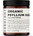 Erbology Organic Psyllium Husk Powder 3.2 oz - 45 Servings - Promotes Digestive Health and Regular Bowel Movements - Sustainably Sourced Straight from Farm in India - Small Batch - Vegan - GMO-Free