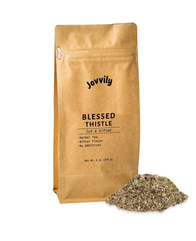 Jovvily velsignet Thistle Herb, 8 oz, Urtete, Cut & Sifted