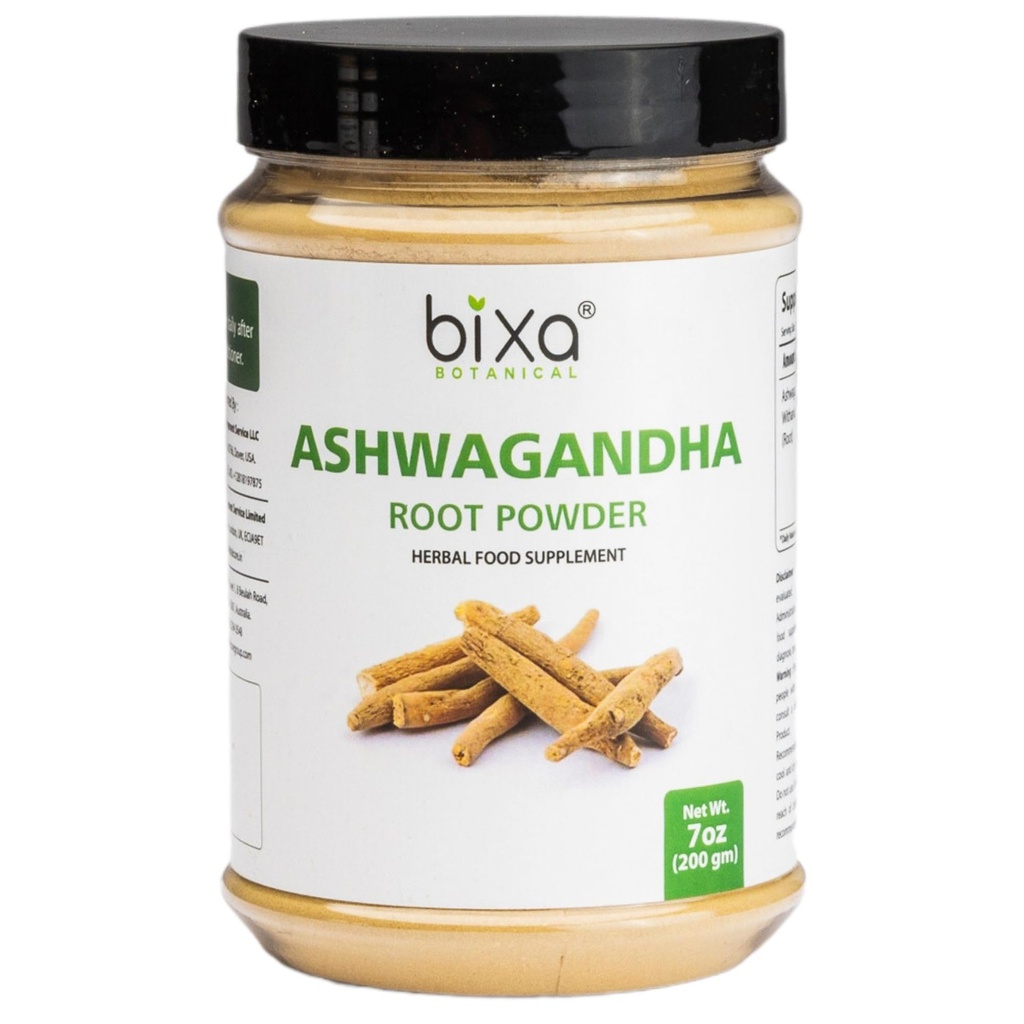 bixa BOTANINIC Ashwagandha Root Powder (Witania Somnifera Root) - 124; Indian Ginsen- Best Re- Energizer & Immunity Booster - 124; Urtetilskud. (7 Ounce (pakning med 1 stk.), Ashwagandha Powder)