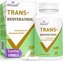 Ultra Renhed Trans- Resveratrol 1100mg, 3- in-1 Advanced Formel Organic Resveratrol Supplement, Max Antioxidant, Anti- Aging, Skin Health, lmunine & Energy, 1 Pack