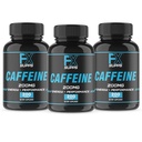 FXSUPPS Koffein 200 mg piller (3- Pack, 600 kapsler) - Fast- Actioning Energy Support Supplement for mænd og kvinder; Understøtter fokus, Alerness & Metabolic Funktion naturligt