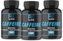 FXSUPPS Koffein 200 mg piller (3- Pack, 600 kapsler) - Fast- Actioning Energy Support Supplement for mænd og kvinder; Understøtter fokus, Alerness & Metabolic Funktion naturligt