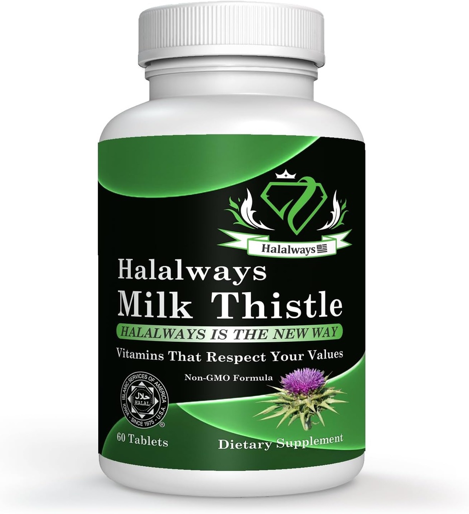 Halalways Milk Thistle Certified Halal Supplement Milk Thistle Lever Detox supplement Gentle Herbal Lever Rense for mænd og kvinder - Lever sundhed støtte - ikke-GMO