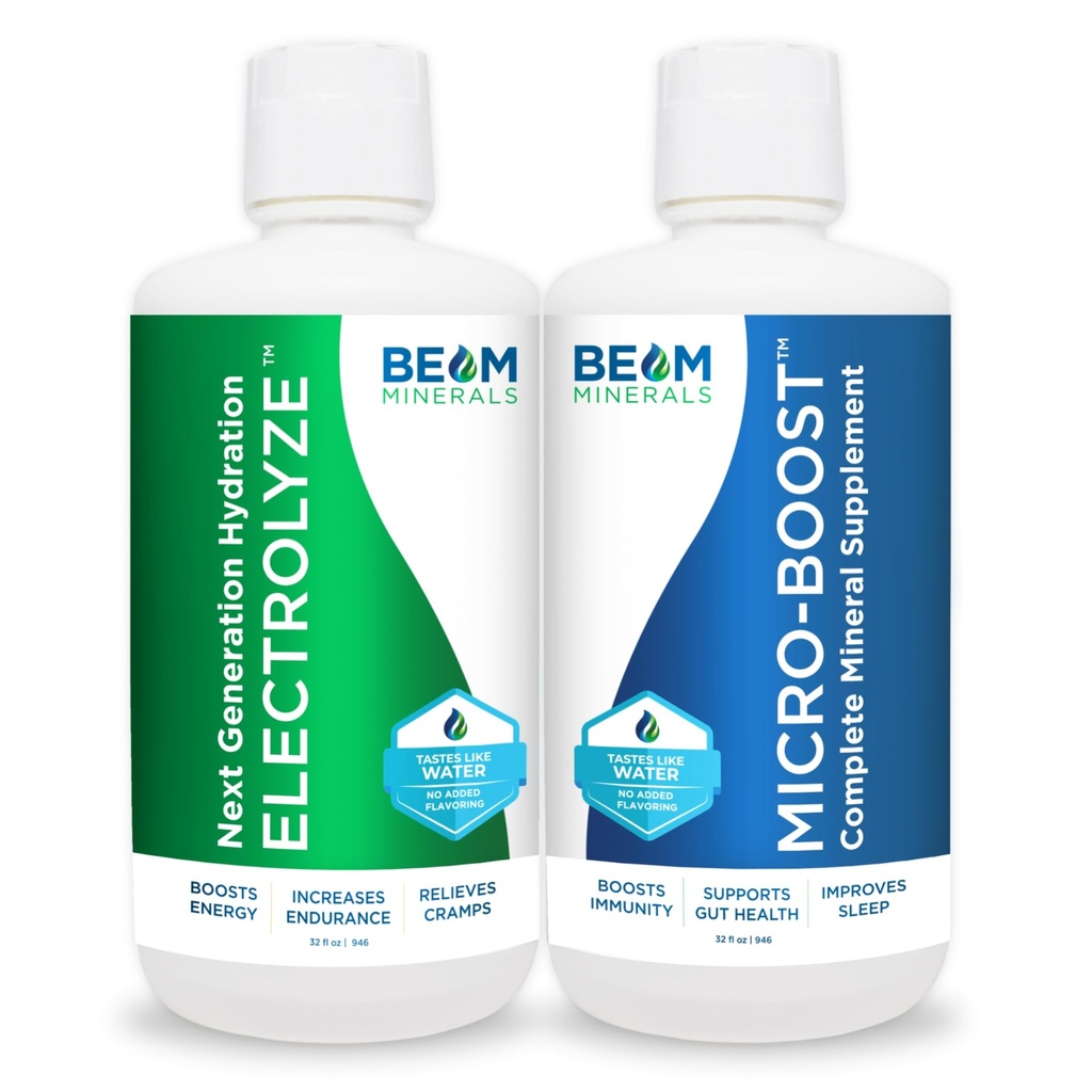 BEAM Minerals Micro- Boost og Electrolyze Advanced Set - 124; Advanced Electrolyte & Mikronutrient Support - 124; 100% Biotilgængelig, ioniseret format