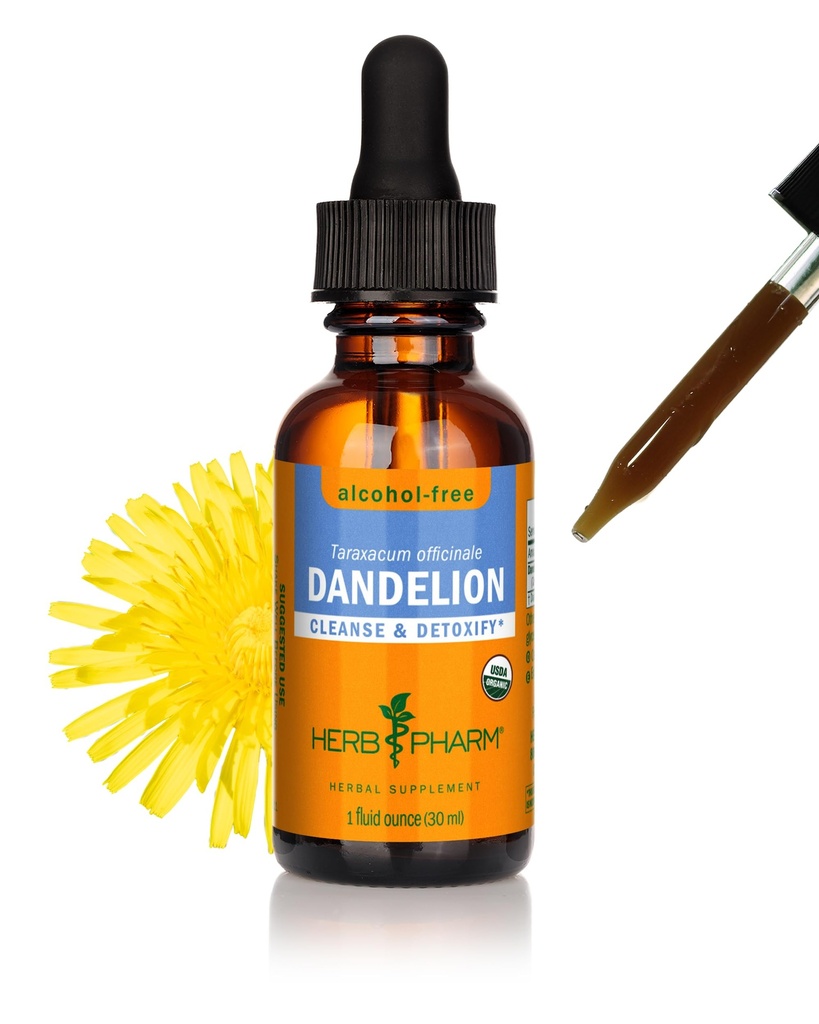 Herb Pharm Certified Organic Dandelion Liquid Extract til rensning og afgiftning, Alkoholfri Glycerit, 1 Fl Oz