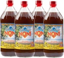TAHITI TRADER (4-PK) Original High Potency Noni Juice - Pure Noni Fruit Juice med blåbær & Hindbær - Organic Antioxidant Superfood Supporting Energy & Body Health - (32oz, 4 Pack)