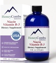 HoneyCombs Vitamin B3 Niacin Supplement Liquid Drops - High Potency Vitamin B3 Liquid Drops til mænd og kvinder - vedligeholde fordøjelsessystemet, hud, tunge, energi og mere - Vegan Niacin Drop (8 Fl oz)