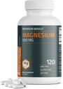 Bronson Magnesium 500 MG understøtter ben- & muskel- sundhed & nervesystem - ikke- GMO, 120 vegetariske tabletter