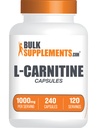 BulkSupplements.com L-Carnitine 1000mg Capsules - Carnitine Supplement, Amino Acid Supplement - Gluten Free, 2 Capsules per Serving (1000mg), 240 Count (Pack of 1)