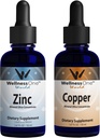 WellnessOne Ionic Liquid Zink & Liquid Copper - Zink- Kobber Bundle til støtte immunsystem & fælles, Nerve & Knoglesundhed - 1.67 fl oz Zink & Kobber Liquid Drops