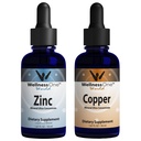 WellnessOne Ionic Liquid Zink & Liquid Copper - Zink- Kobber Bundle til støtte immunsystem & fælles, Nerve & Knoglesundhed - 1.67 fl oz Zink & Kobber Liquid Drops