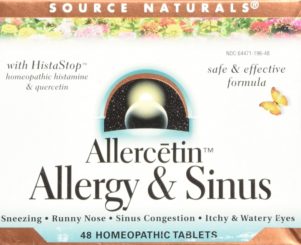 Kilde Naturals Allercetin Allergi & Sinus, Homøopatiske tabletter, 48 tabletter