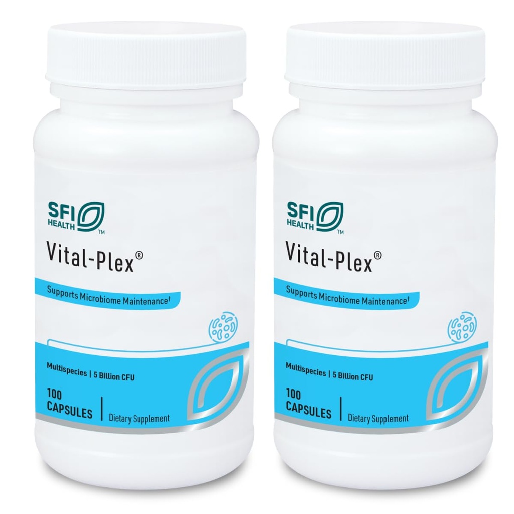 Klaire Labs SFI Health Vital- Plex Probiotic - Hjælper Rebalance GI Microbiota til mænd og kvinder, 5 milliarder CFU Hypoallergen & Dairy- Free Bifidobacterium & Lactobacillus Blend (100 kapsler, 2 pakker)