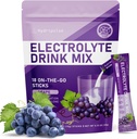 Elektrolyter Powder Packets - Sugar Free, naturligt aromatiseret, 10 Electrolyte & Vitaminer Electrolyte Drikke Mix - Grape Flavors, Keto Friendly, Vegan, Non- GMO, 18 Packets