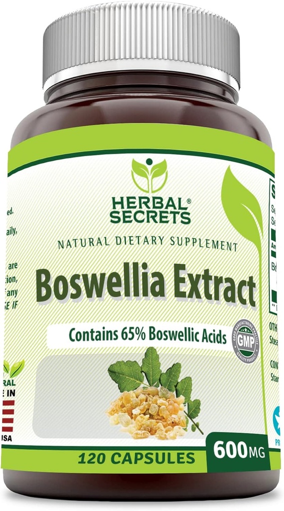 Herbal Secrets Boswellia Serrata Extract (65% Boswellinsyre) 600 mg 120 Kapsler Supplement - Non- GMO - Gluten Free