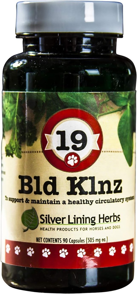 Sølv Lining Herbs 19 BLD Klnz - Herbal støtte til normale hunde blodværdier - Hjælper med at vedligeholde hunds normale blodceller og kredsløb System Sundhed - Natural Canine Health Support - 90 kapsler