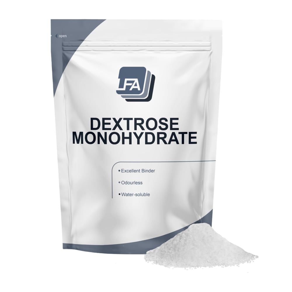Dextrose Monohydrate Powder - 1 kg (2.2 lb) - Food Grade Sweetener - Post Workout Supplement Ingredient - Tablet Press Machine Excipient Sugar
