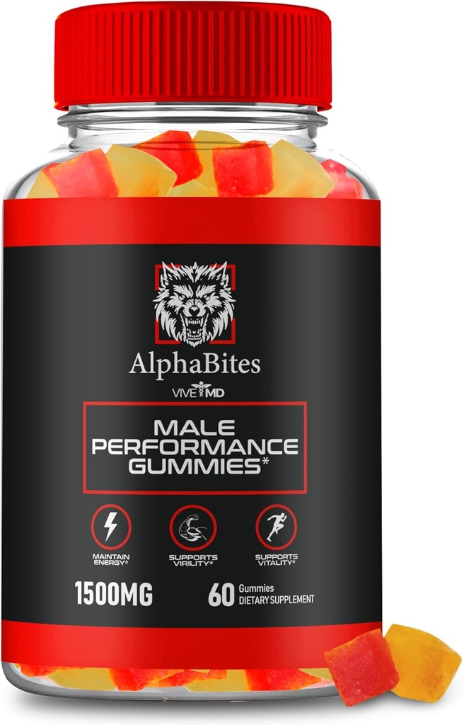 Alpha Bites Gummies, AlphaBites Advanced Formel Max Performance Gummies, All Natural Supplement Extra Strength, Alpha Bites Muscle Growth and Total Health Support, Alpha Bites Anmeldelser (60 Gummies)