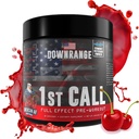 DownRange 1st Call Pre Workout Powder, Fortræning for mænd og kvinder, Amino Acid Beta alanine, Koffein & mere til Pump, Energi og Focus Support, 30 Servere (Cherry Punch)