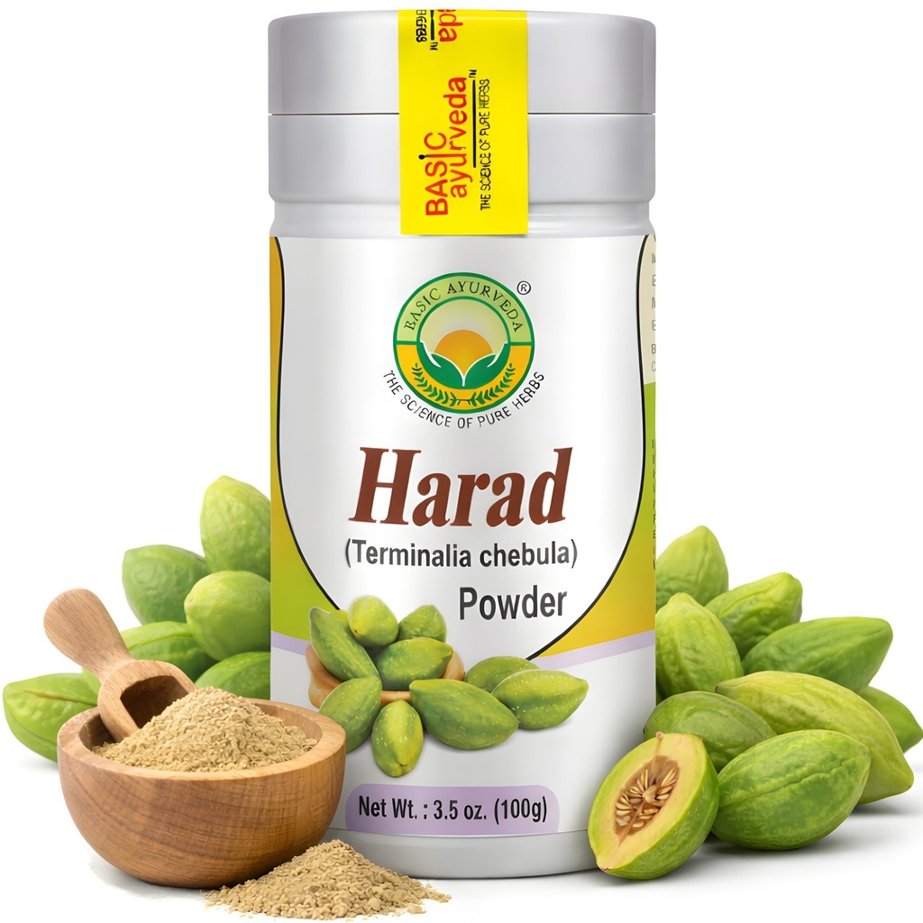BASIC AYURVEDA Haritaki Powder Dex124; 3,53 Oz (100g) Dex124; Organic Harad Powder for Sund fordøjelse Dex124; Natural Terminalia Chebula