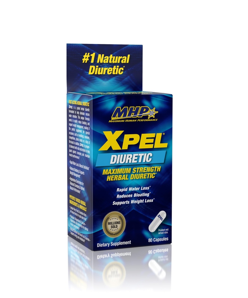 Maksimal Human Performance Xpel Maksimal styrke Vandpiller, for vand retention Relief, Vægttab Support, med vitamin B- 6 Kalium Mælkebøtte Root, 80 kapsler