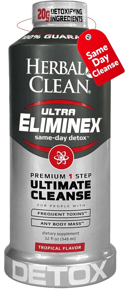 Herbal ren samme dag Ultra Eliminex Detox Cleanse Drikke * (32 fl oz) - Tropical Fruit Flavor Full Body Cleanse Detox Drikke med mælk tidsel frø * for høj toksin *, Vitamin B12 for mænd og kvinder