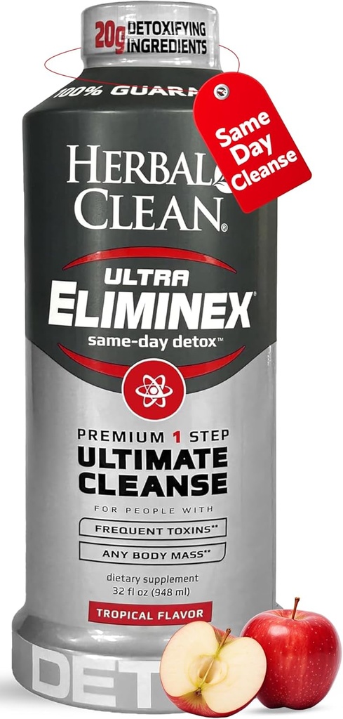 Herbal ren samme dag Ultra Eliminex Detox Cleanse Drikke * (32 fl oz) - Tropical Fruit Flavor Full Body Cleanse Detox Drikke med mælk tidsel frø * for høj toksin *, Vitamin B12 for mænd og kvinder