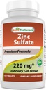 Bedste Naturals Zink Sulfate 220 mg 120 tabletter - 3. parti Lab Testet - Lavet i USA - Gluten Free & Non- GMO
