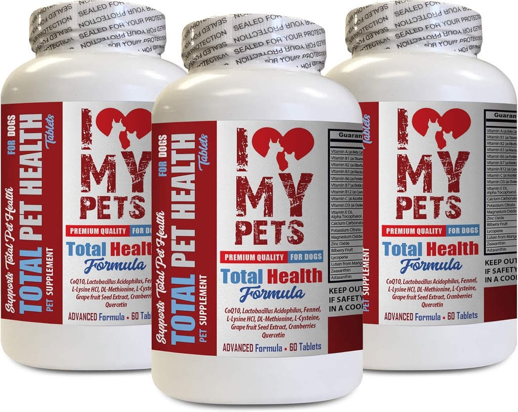 Jeg elsker mine PETS LLC Hund Immunity Boost - Hund Total PET sundhed - Premium Formel - Bedste Complex - Grapefrugt frø ekstrakt til hunde - 3 flasker (180 Treatles)