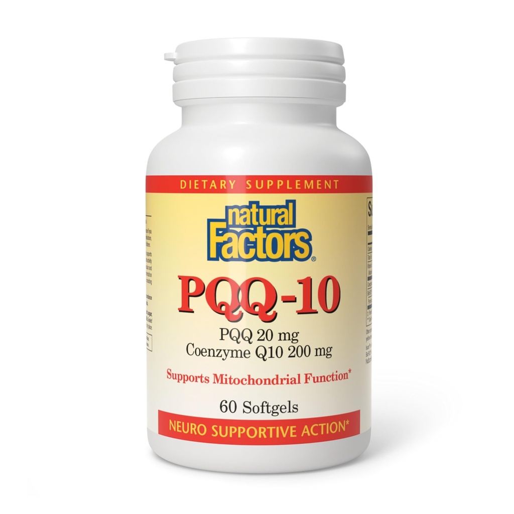 Naturlige faktorer, PQQ-10, understøtter energi og sund aldring, Kosttilskud, 60 softgels (60 portioner)