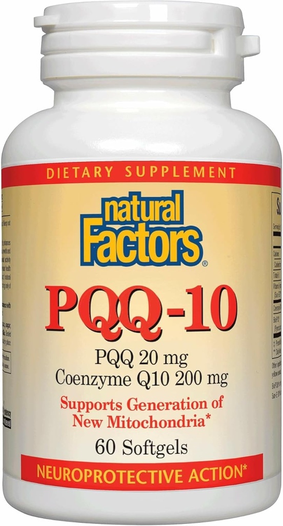 Naturlige faktorer, PQQ-10, understøtter energi og sund aldring, Kosttilskud, 60 softgels (60 portioner)