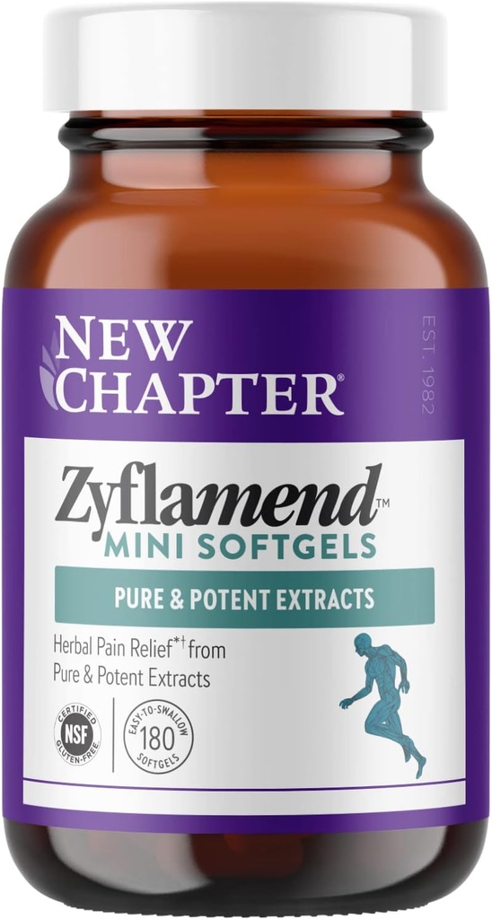 New Chapter Zyflamend ™ Mini Softgel, Multi- Herbal Pain Reliever + Joint Supplement, 10- in-1 Superfood Blend med Ginger & Gurmerisk for sund inflammation Response, Mini Soft Gels, 180 Greve
