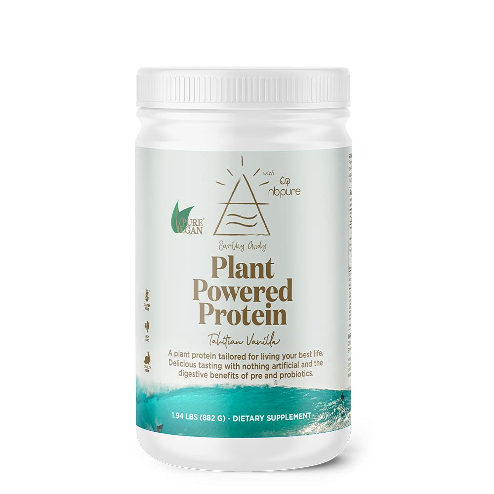 nbpure Earthy Andy Plant Powered Protein, Gluten- Free, Non- GMO, Cruelty Free Pea Protein Powder, Vanilla, 30 Servere