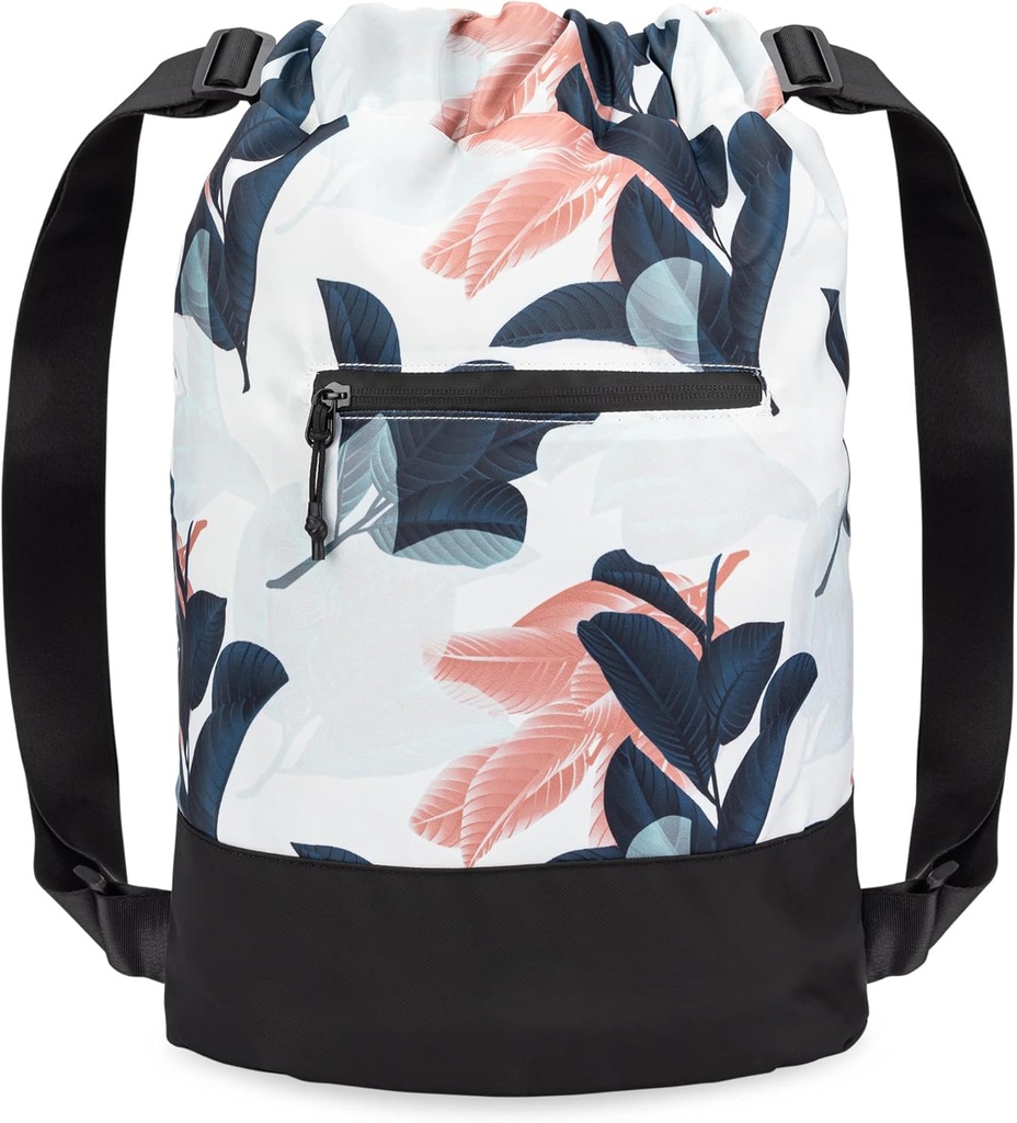 Flex Cinch Løbegang Gym taske til kvinder med Graphic Designs Name 124; Holdbar Lightweight Gym Cinch Tasker # 124; Great for Gym Bag, Rejser, og Overnatninger # 124; Navy / Coral - Guava blade