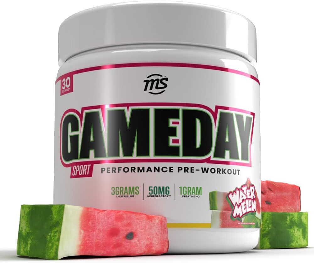 Mand Sports Game Day - Sport Pre- workout, Vandmelon Smaget energi drik mix med naturlig koffein, 330g, 30 dages forsyning