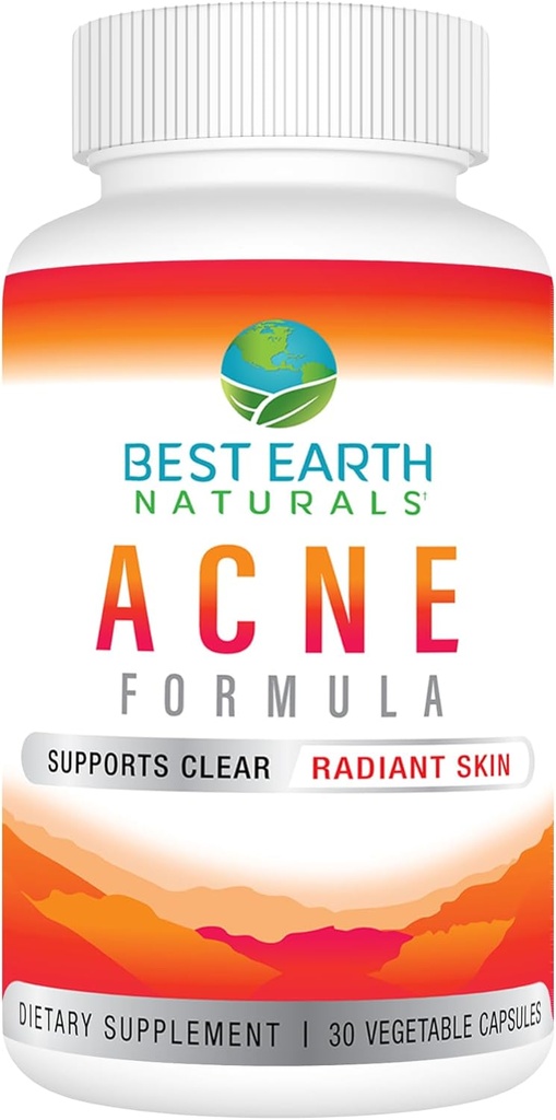 Bedste Jord Naturals Clear Skin Acne Support Kapsler - til støtte sund hud - 30 dages forsyning