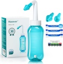 Neti Pot Sinus Rinse Nasal Wash 300ML Neti- Pot med 30 Nasal Wash Salt Pakninger og Sticker Termometer Næse Renere Vaskekabine Renere Trykvanding for voksne & Kid BPA Free (Light Green)